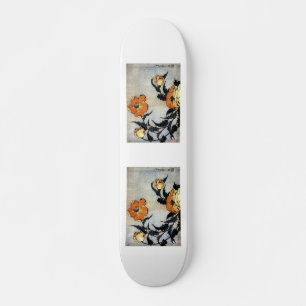 Skateboard Katsushika Hokusai Ukiyo-e Woodcut Print - Poppies