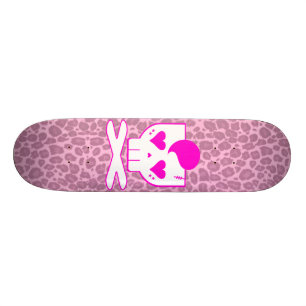 SKATEBOARD KAWAII DEATHROCK SKULL PINK LEOPARK