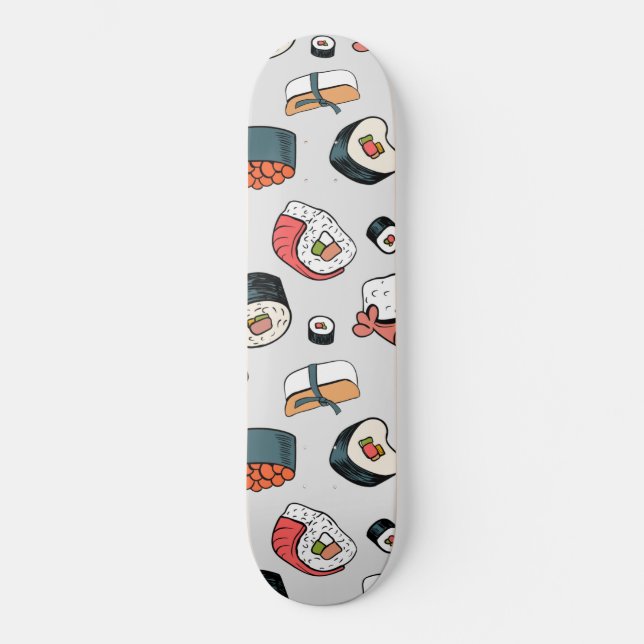 Skateboard Kawaii Sushi Rolls Patrón Espectro (Anverso)