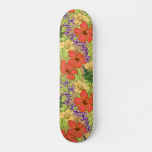 Skateboard Keleah Tropical Hibisco Hawaiano Madera Falsa