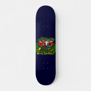 Skateboard Kitty and Puppy , Happy XMas