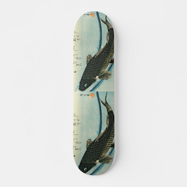Skateboard Koi (carpa) - Impresión de pescado japonés de Hiro (Anverso )