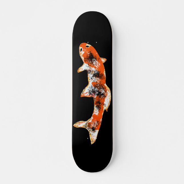 Skateboard Koi Fish en negro (Anverso )