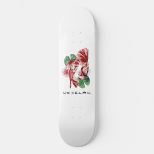 Skateboard Koi Fish Estilo Japonés Script Arte Oriental