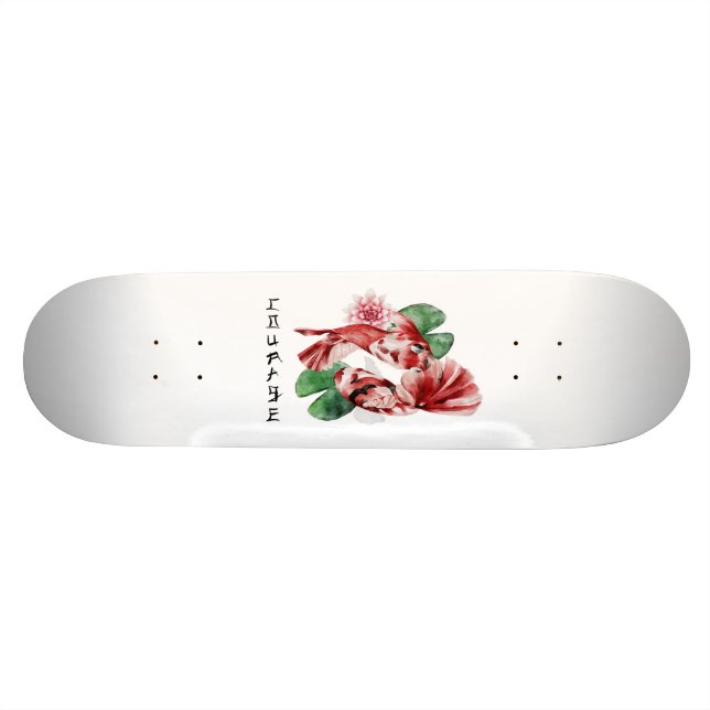 Skateboard Koi Fish Estilo Japonés Script Arte Oriental (Horizontal)