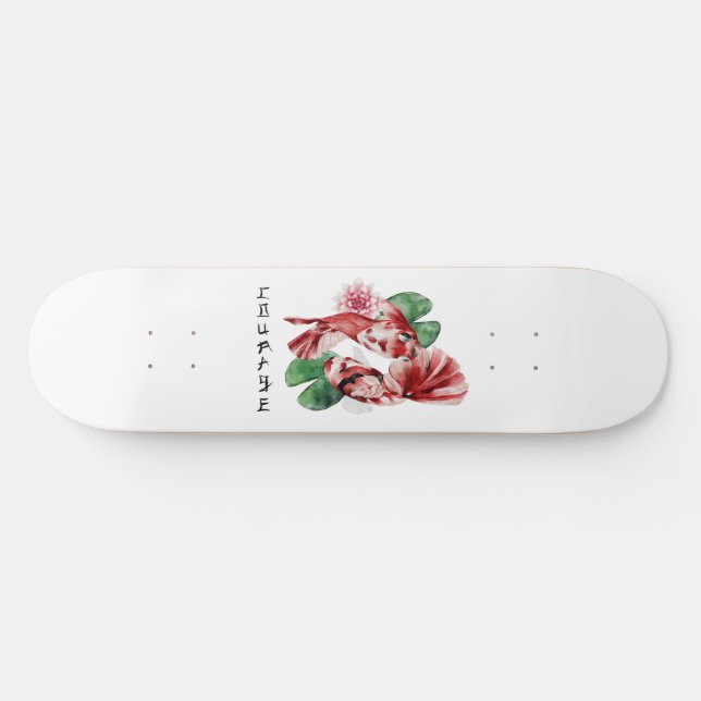 Skateboard Koi Fish Estilo Japonés Script Arte Oriental (Horz)