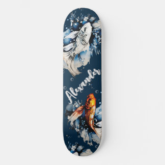 Skateboard Koifish and bubbles editan el nombre