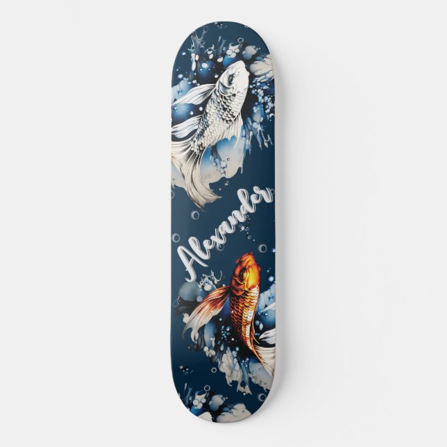 Skateboard Koifish and bubbles editan el nombre (Anverso)