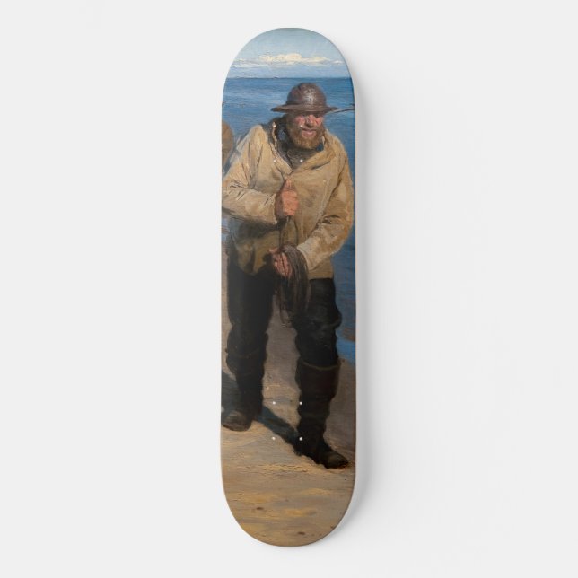 Skateboard Kroyer - Tres pescadores lanzando un bote (Anverso)