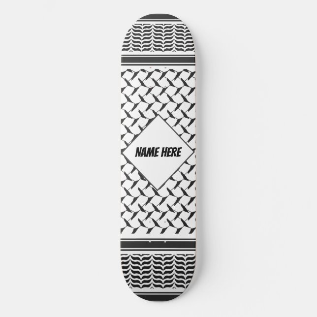 Skateboard Kuffiya jordano palestino shemag negro y blanco (Anverso)