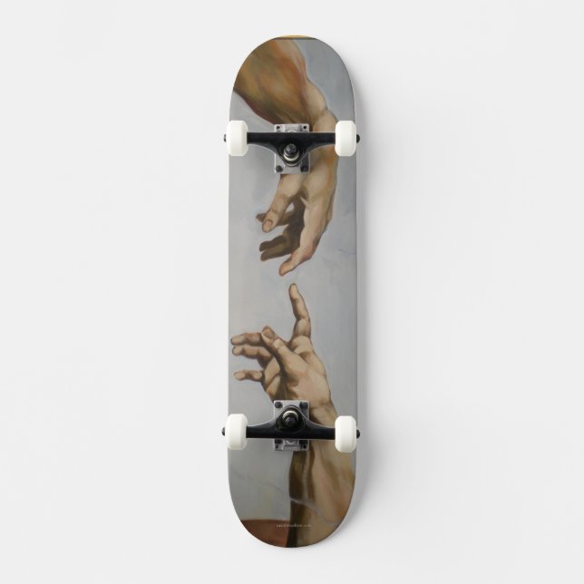 Skateboard "La creación de Adán" por Leonardo da Vinci (Anverso)