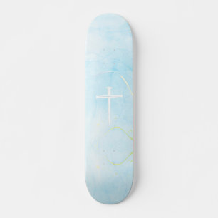 Skateboard La cruz de los tres clavos mármol azul cristiano