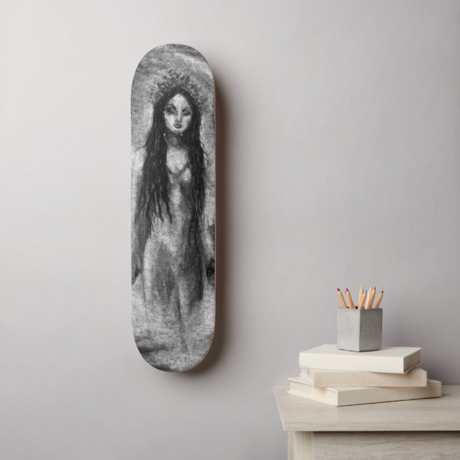 Skateboard La Luna Gótico Angel Oscuro Mujer Hada (Arte de la pared)