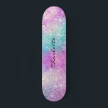 Skateboard La nebulosa del arcoiris moderno despierta el nomb<br><div class="desc">La nebulosa del arco iris moderno despierta patineta con el nombre de purpurina de una chica con colores violeta,  rosa y azul.</div>
