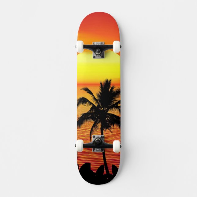 Skateboard La playa de Sun Red Tropics Palm Beach (Anverso)