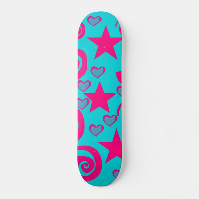 Skateboard La rosa fuerte azul verde azulada femenina (Anverso)