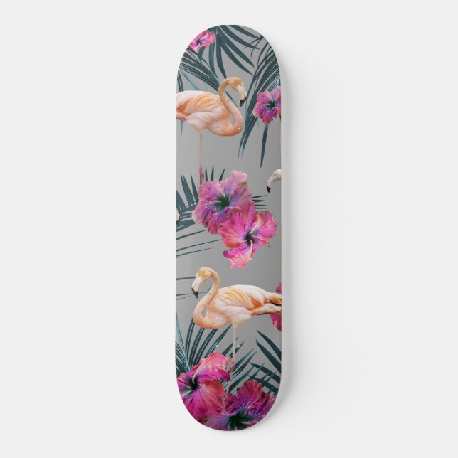 Skateboard La siesta de la jungla de Flamingo #1 #tropical (Anverso)