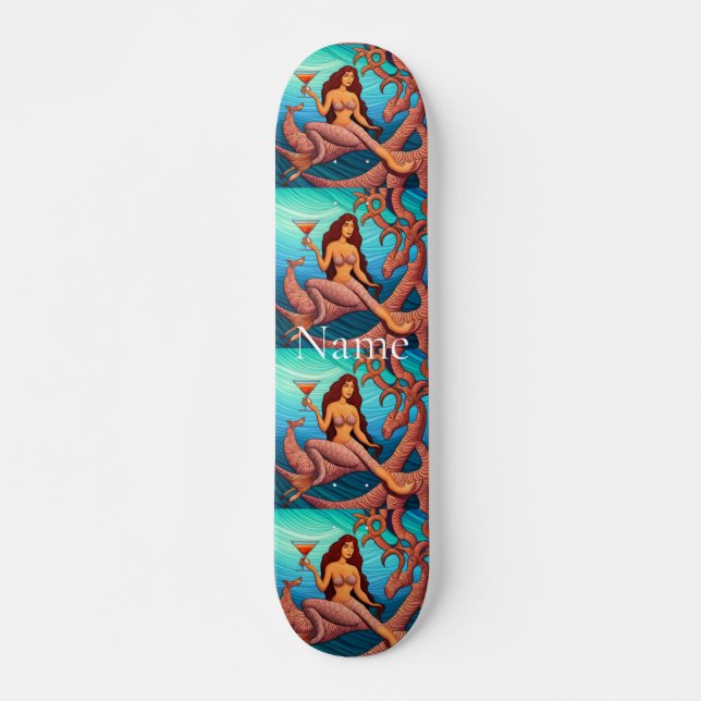 Skateboard La Sirenita de Martini Thunder_Cove de pelo largo (Anverso )