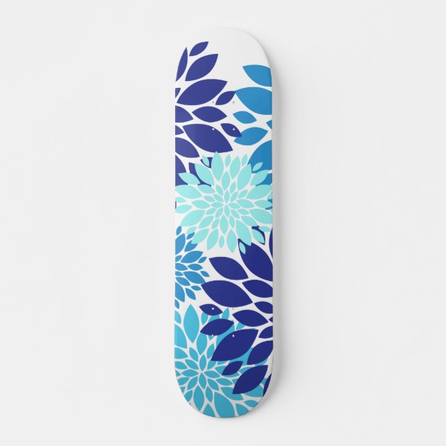 Skateboard La turquesa verde azulada azul bonita florece arte (Anverso )