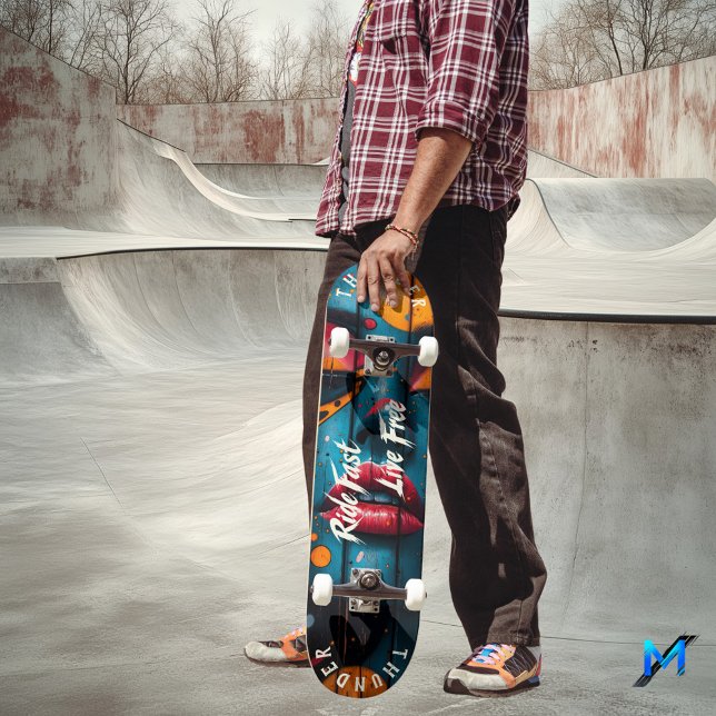 Skateboard Labios Audaces Pop Art - Lema Vive Rápido, Vive Li (Subido por el creador)