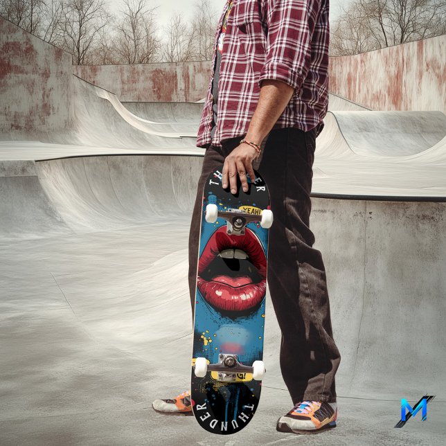 Skateboard Labios Pop Art con Expresiones Cómicas - Retro Aud (Subido por el creador)