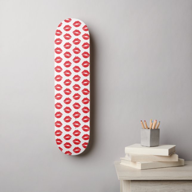 Skateboard Labios Rojos, Labios Rojos, Beso, Patrón De Labios (Arte de la pared)