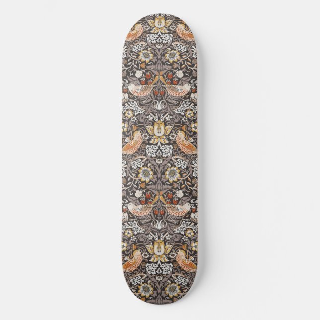 Skateboard Ladrón de Fresas Carbón Ocre de William Morris (Anverso)