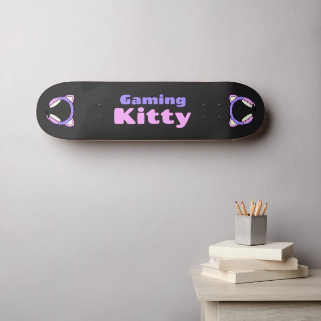 Skateboard Lady Gamer - Gaming Kitty (Arte de pared (horz))