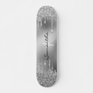 Skateboard Lámina de plata Purpurina Monograma 