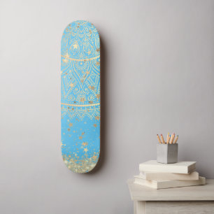 Skateboard Las estrellas de oro del Purpurina de Lotus Mandal