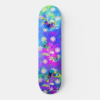 Skateboard Las mariposas de las flores de la hermosa Neon Won