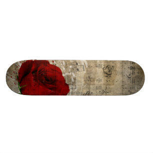 Skateboard Las notas hermosas de la música del rosa rojo