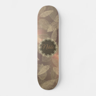 Skateboard Las plumas de moda sobre el Rosa de oro personaliz