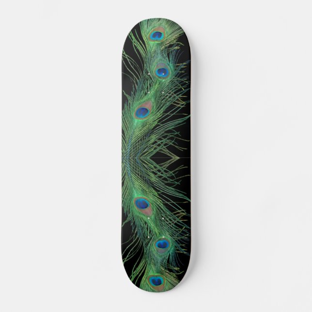 Skateboard Las plumas verdes con negro (Anverso)