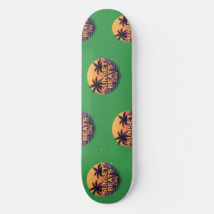 Skateboard Latidos de puesta de sol retro solo palmeras vinta