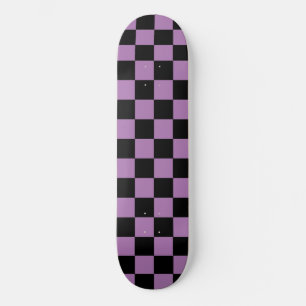 Skateboard Lavanda de moda a cuadros (a cuadros) Morado y Neg