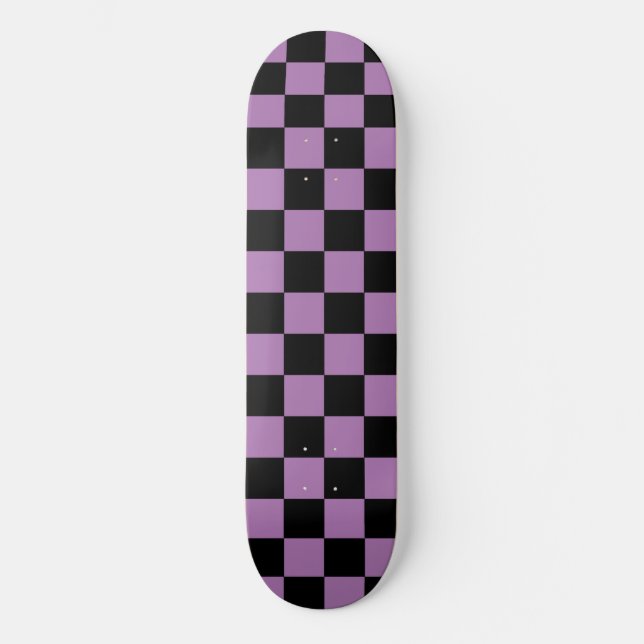 Skateboard Lavanda de moda a cuadros (a cuadros) Morado y Neg (Anverso)