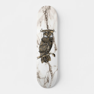 Skateboard Lechuza camuflada en mármol marrón