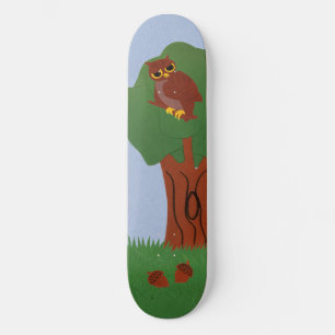 Skateboard Lechuza y un roble arte Personalizado caprichoso