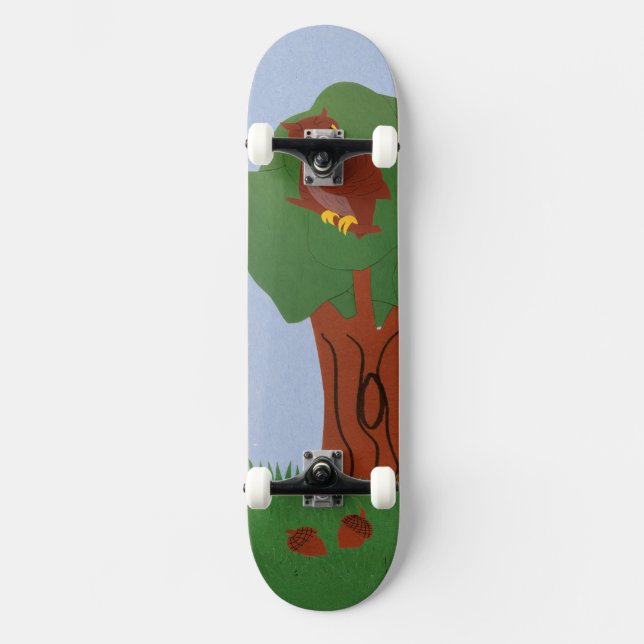 Skateboard Lechuza y un roble arte Personalizado caprichoso (Anverso)