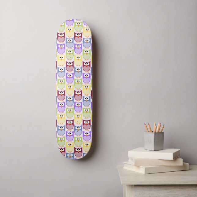 Skateboard Lechuzas, Patrón de búho, Lechuzas para bebés, Lec (Arte de la pared)
