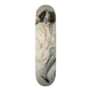 Skateboard Lectura de Paulette que se sienta en su perro de