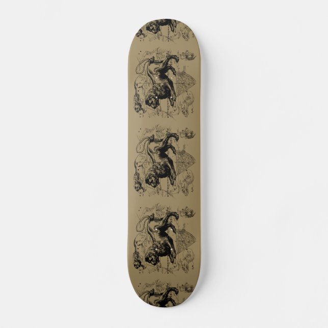 Skateboard Leo Constellation Map Hevelius 1690 en Taupe (Anverso)