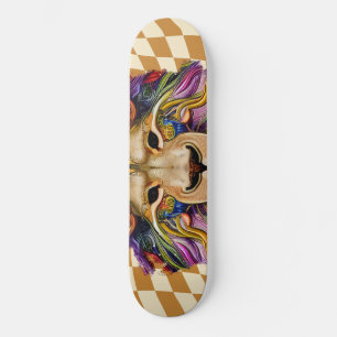 Skateboard León arcoiris dorado retro a bordo