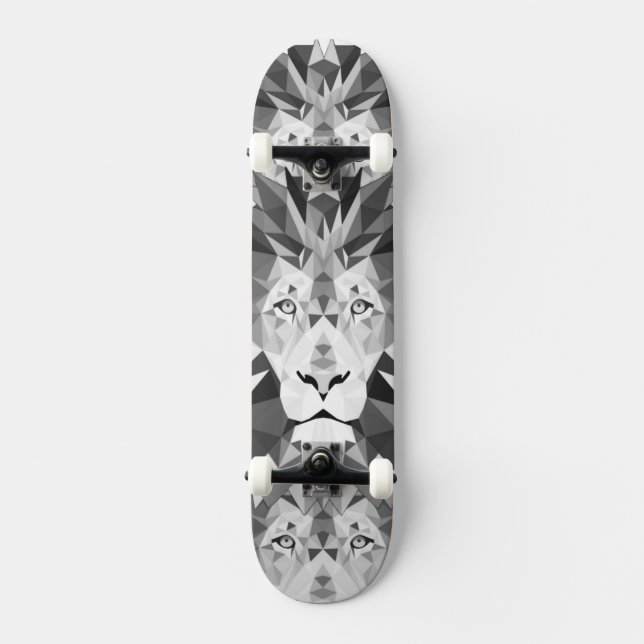 Skateboard León geométrico negro y blanco (Anverso)