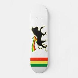 Skateboard León rojo, dorado y verde rasta