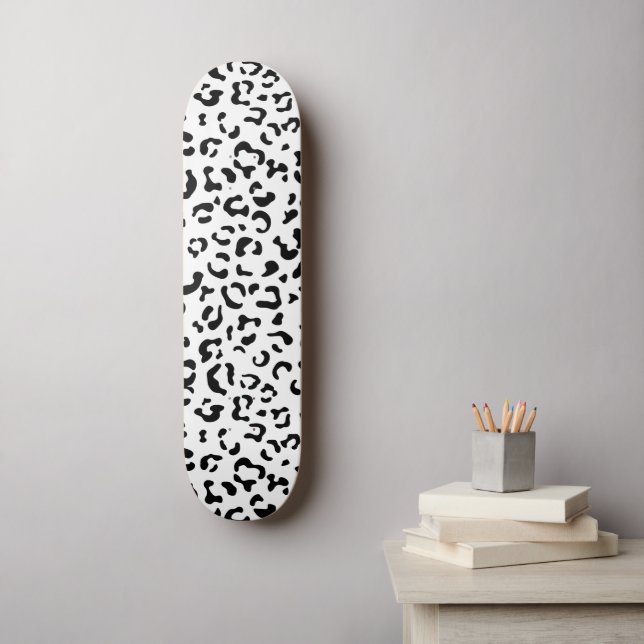 Skateboard Leopard Print, Leopard Spots, Negro Y Blanco (Arte de la pared)
