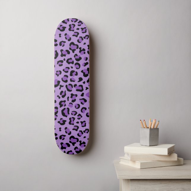 Skateboard Leopard Print, Leopard Spots, Purple Leopard (Arte de la pared)