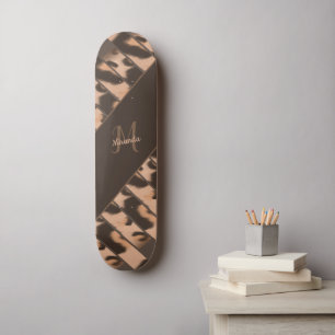 Skateboard Leopard Print Striped Personalized Monograma Nombr