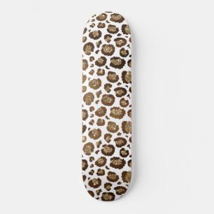 Skateboard Leopard Spots Wild Animals Purpurina Dorado Safari